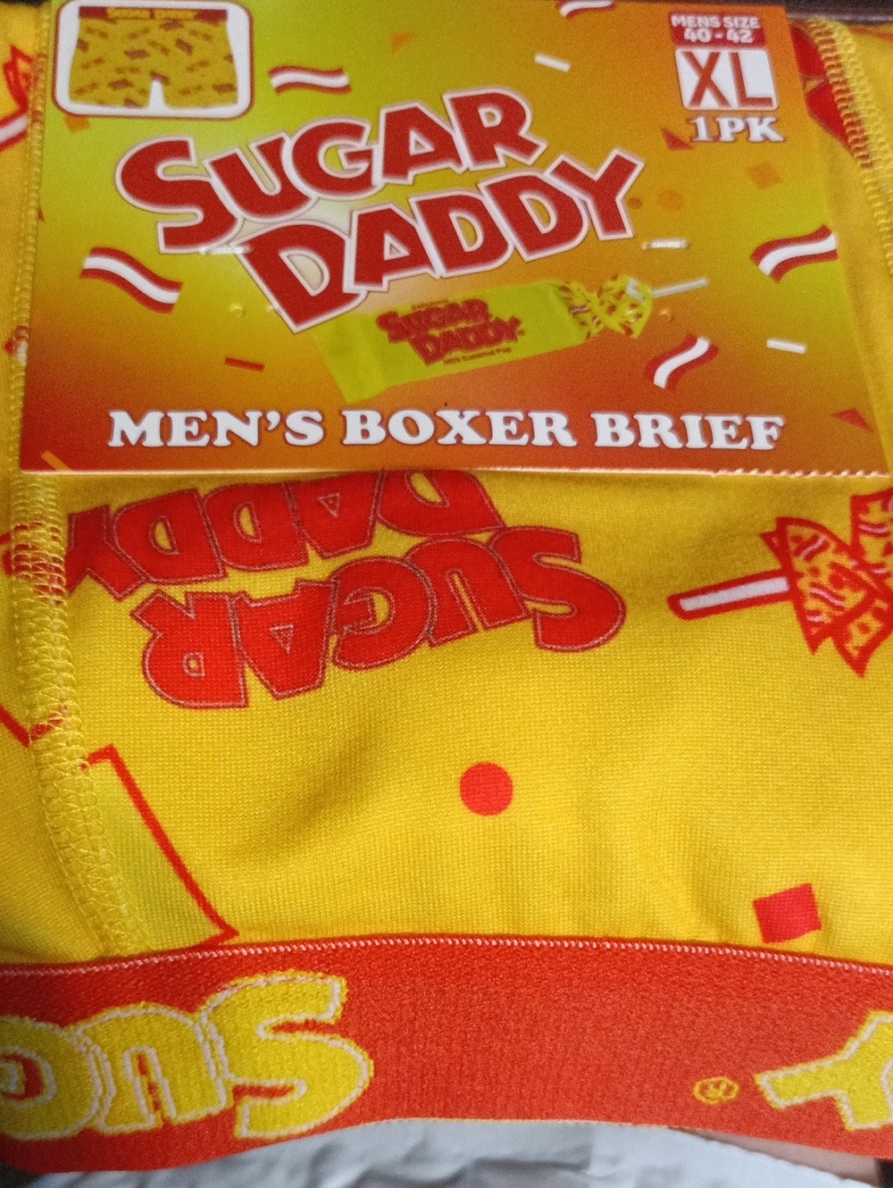 Sugar Daddy Men's Yellow Boxer Briefs with Red Logo - XL